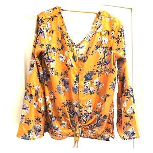 Boho yellow peasant top